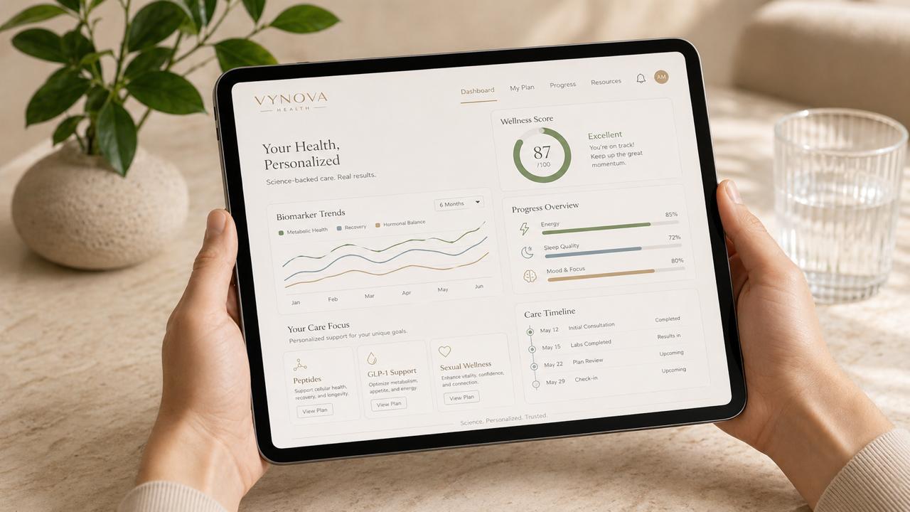 Vynova care dashboard on tablet